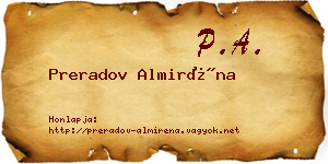Preradov Almiréna névjegykártya
